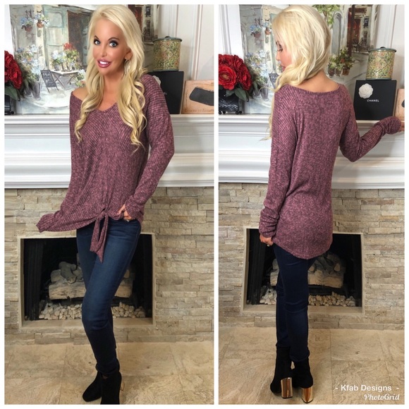 🛍LAST 1! Oversized Mauve Tie Front Tunic! - Picture 3 of 4